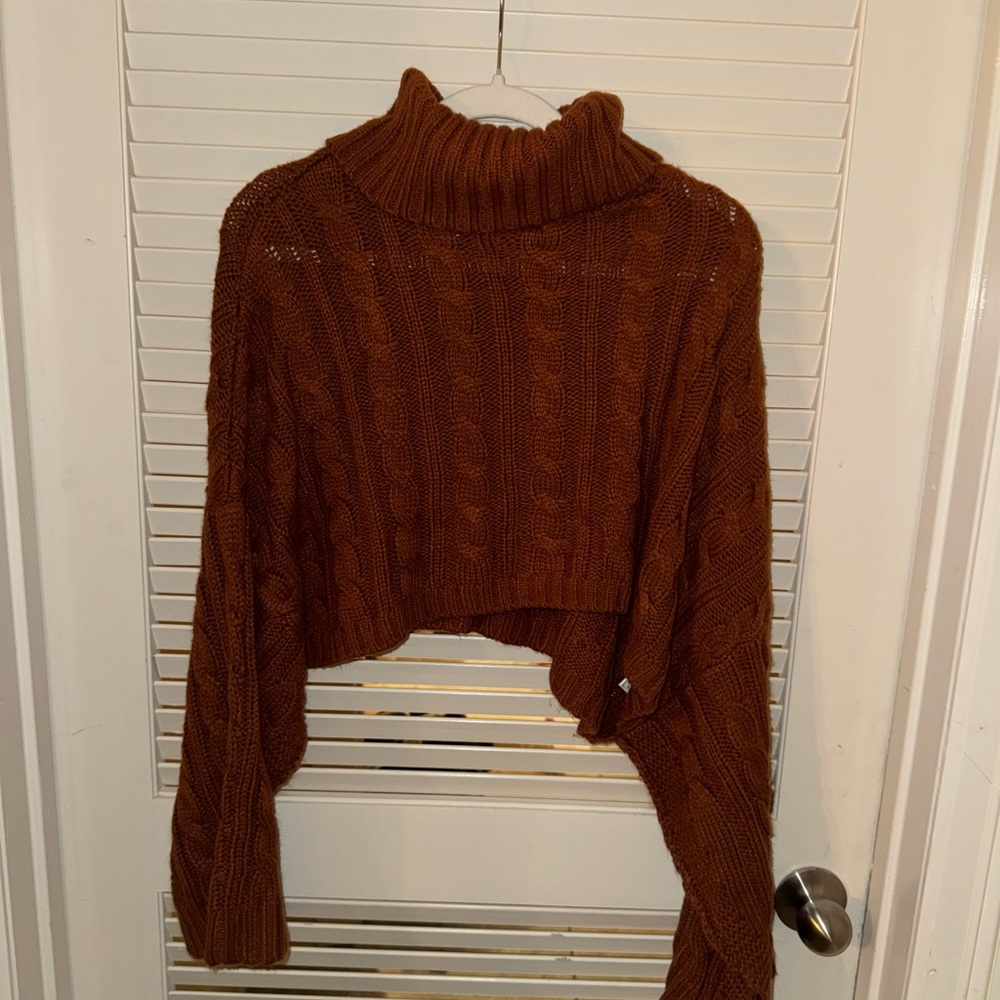 Steve Madden Rust Cable Knit Turtleneck Sweater